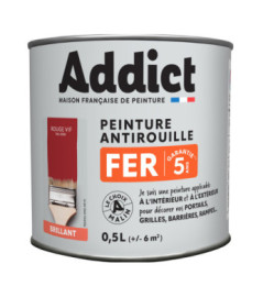 Peinture fer ADDICT glycéro brillant rouge vif RAL 3000 0,5L