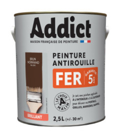 Peinture fer ADDICT glycéro brillant brun noyer-brun normand RAL 8011 2,5L