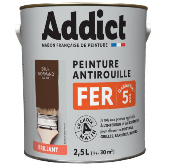 Peinture fer ADDICT glycéro brillant brun noyer-brun normand RAL 8011 2,5L