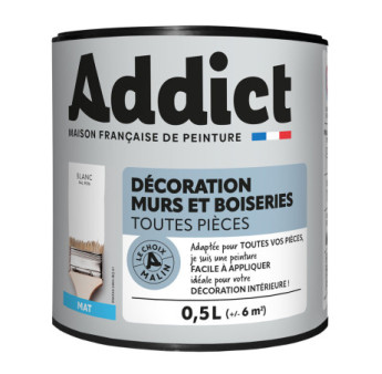 Peinture ADDICT Déco.M&Bois mat blanc 0,5L