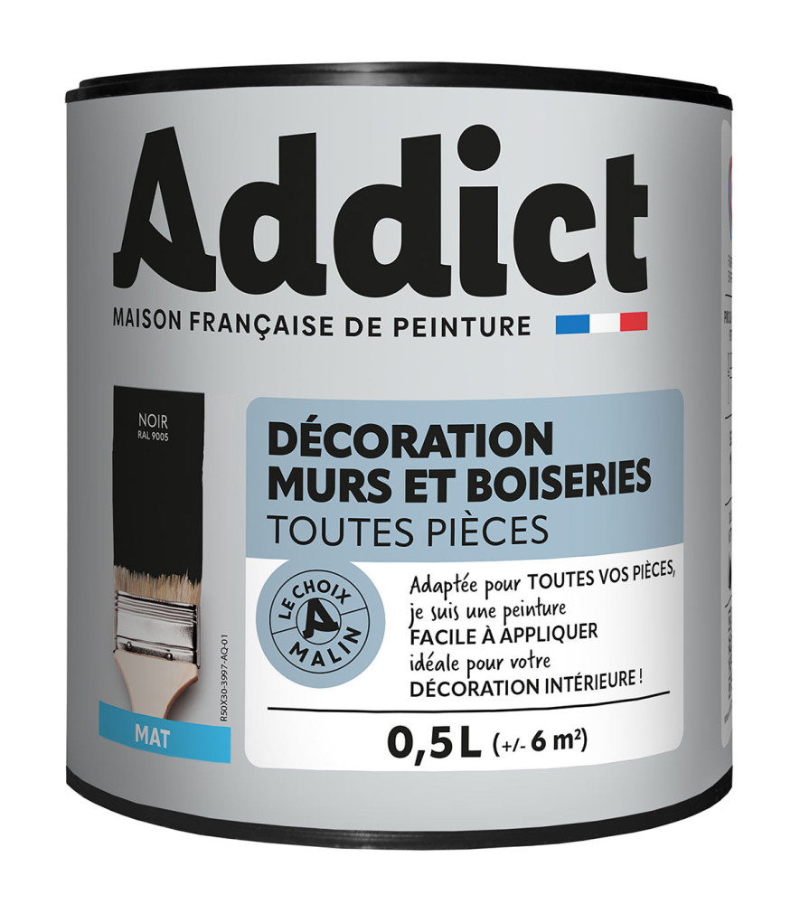 Peinture ADDICT Déco.M&Bois mat noir 0,5L Peinture ADDICT Déco.M&Bois mat noir 0,5L