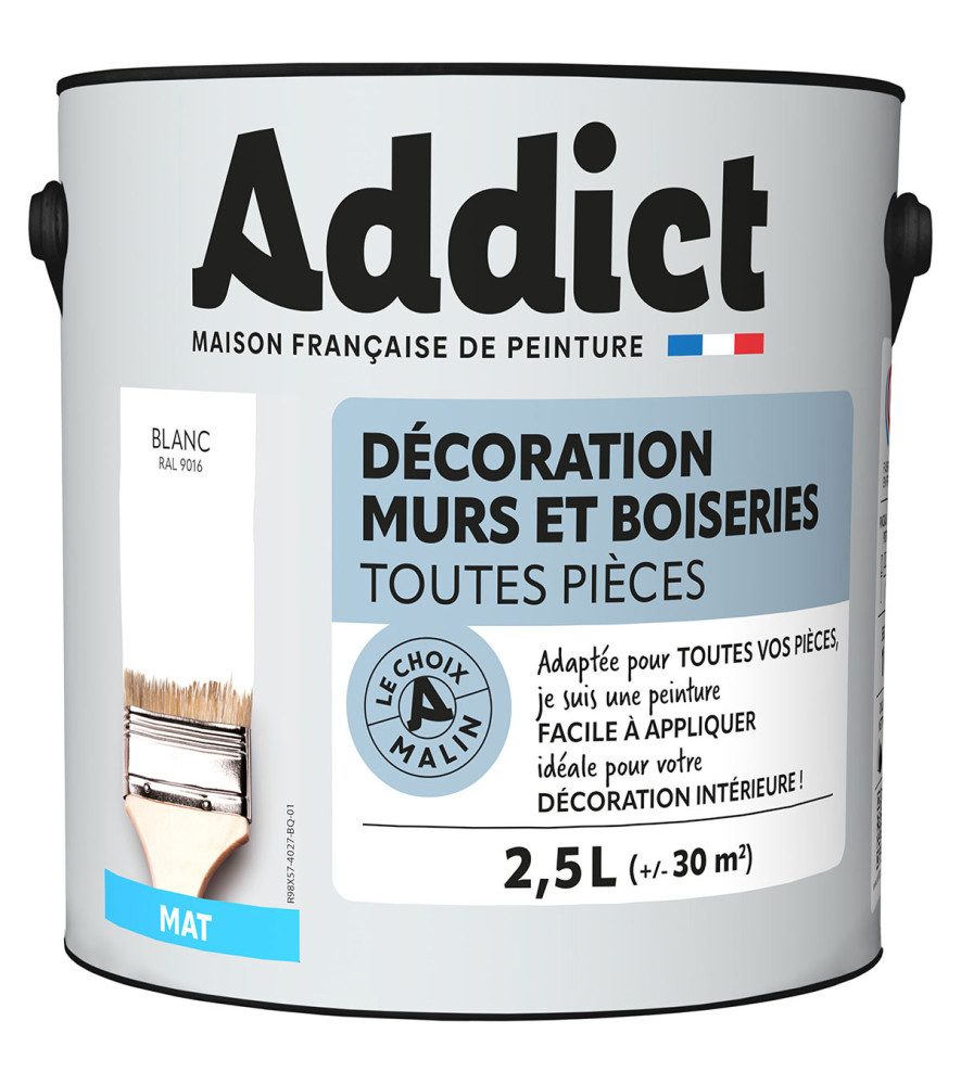 Peinture ADDICT Déco.M&Bois mat blanc 2,5L Peinture ADDICT Déco.M&Bois mat blanc 2,5L