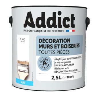 Peinture ADDICT Déco.M&Bois mat blanc 2,5L