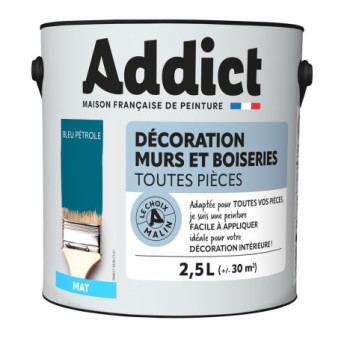 Peinture ADDICT Déco.M&Bois mat bleu pétrole 2,5L