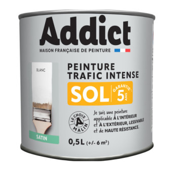 Peinture sol ADDICT glycéro satin blanc RAL 9016 0,5L