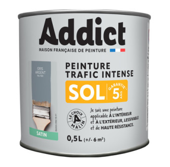 Peinture sol ADDICT glycéro satin gris souris-gris argent RAL 7001 0,5L