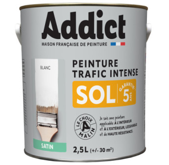Peinture sol ADDICT glycéro satin blanc RAL 9016 2,5L