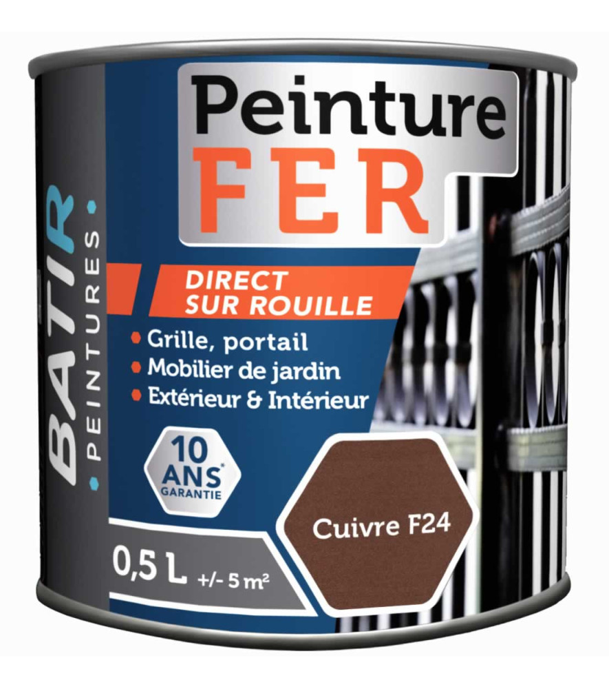 Peinture anti-rouille fer forgé BATIR glycéro 0,5L cuivre Peinture anti-rouille fer forgé BATIR glycéro 0,5L cuivre