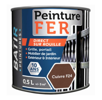 Peinture anti-rouille fer forgé BATIR glycéro 0,5L cuivre