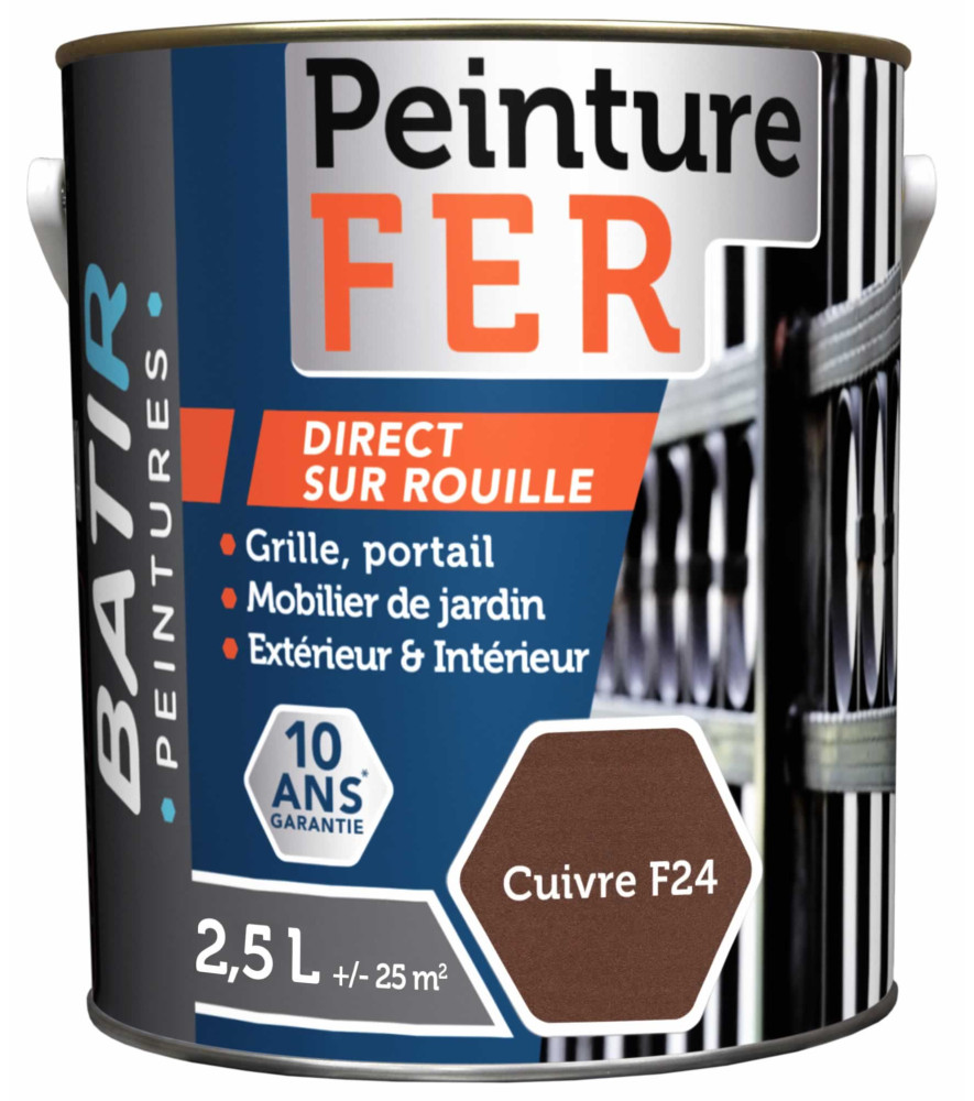 Peinture anti-rouille fer forgé BATIR glycéro 2,5L cuivre Peinture anti-rouille fer forgé BATIR glycéro 2,5L cuivre