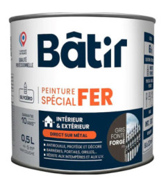 Peinture spécial fer forge BATIR  gris fonte f13 0,5L