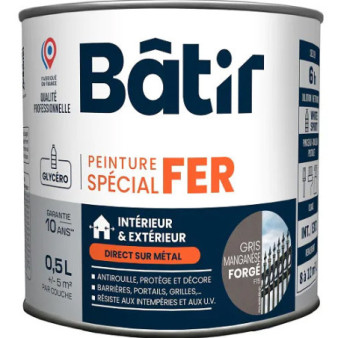 Peinture spécial fer forge BATIR  gris manganese f15 0,5L
