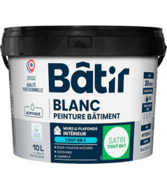 Peinture BATIR acrylique satin monocouche blanc 10L