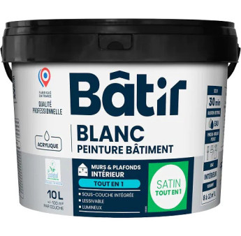 Peinture BATIR acrylique satin monocouche blanc 10L