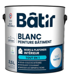 Peinture BATIR acrylique mat monocouche blanc 2,5L