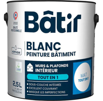 Peinture BATIR acrylique mat monocouche blanc 2,5L