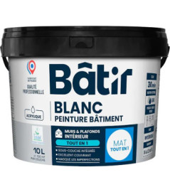 Peinture BATIR acrylique mat monocouche blanc 10L