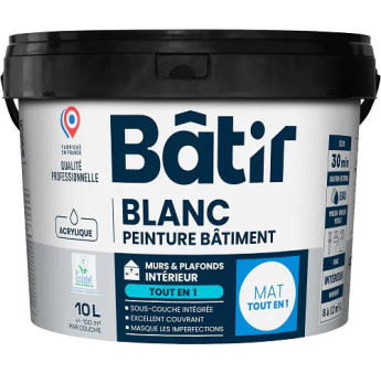 Peinture BATIR acrylique mat monocouche blanc 10L