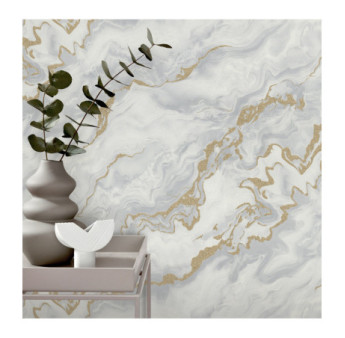 Papier Peint ERISMANN Collection ELLE DECORATION 4 10447-31 Blanc gris or