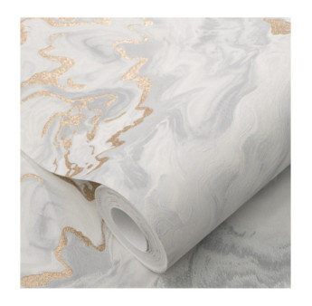 Papier Peint ERISMANN Collection ELLE DECORATION 4 12219-31 Blanc gris or