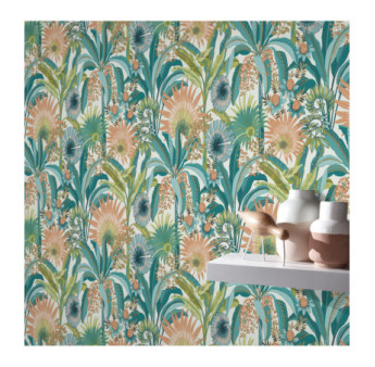 Papier Peint ERISMANN Collection MARTINIQUE 10390-18 Bleu turquoise