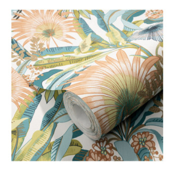 Papier Peint ERISMANN Collection MARTINIQUE 10390-18 Bleu turquoise