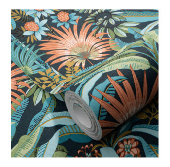 Papier Peint ERISMANN Collection MARTINIQUE 10390-19 Bleu fonce