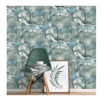 Papier Peint ERISMANN Collection GENTLE 10433-07 Vert bleu