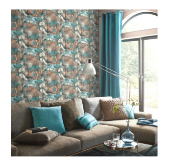Papier Peint ERISMANN Collection GENTLE 10433-19 Bleu terracotta
