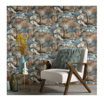 Papier Peint ERISMANN Collection GENTLE 10433-19 Bleu terracotta