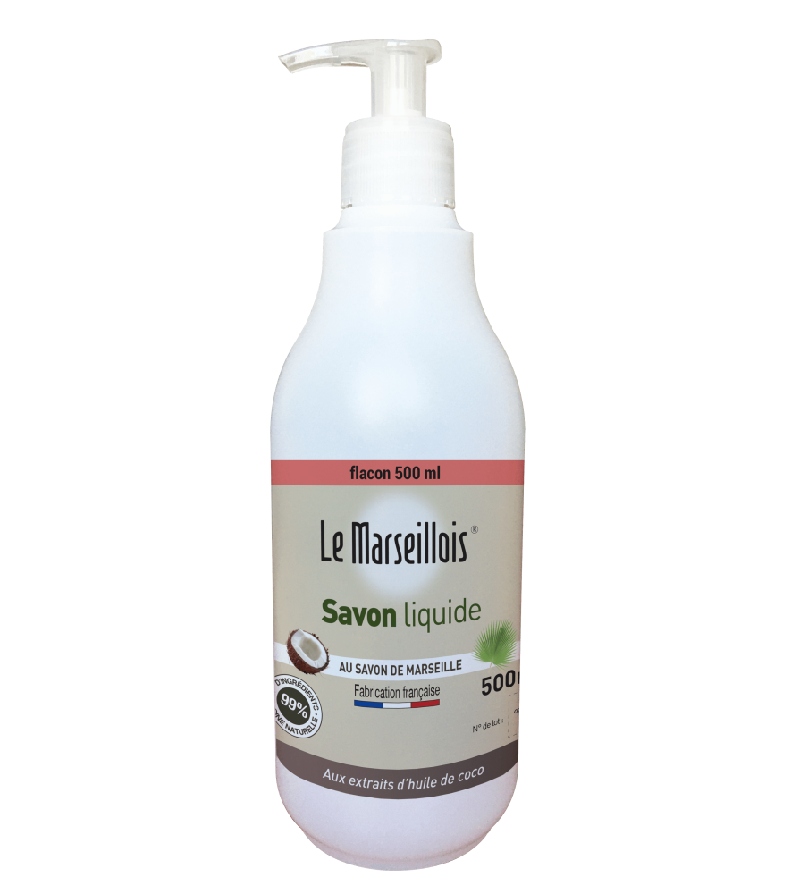 Flacon vide Savon Liquide de Marseille LE MARSEILLOIS 500ml Flacon vide Savon Liquide de Marseille LE MARSEILLOIS 500ml