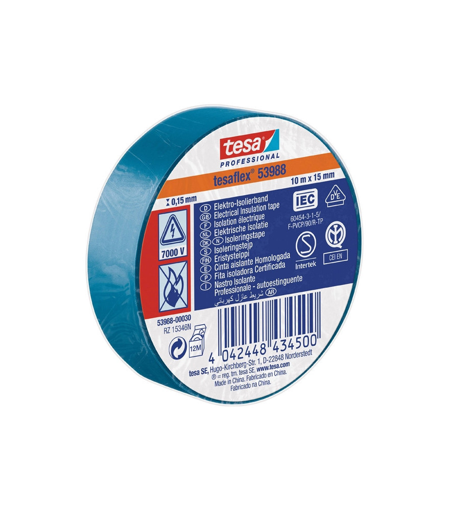 Adhésif Isolation Electrique TESA bleu 10mx15mm Adhésif Isolation Electrique TESA bleu 10mx15mm