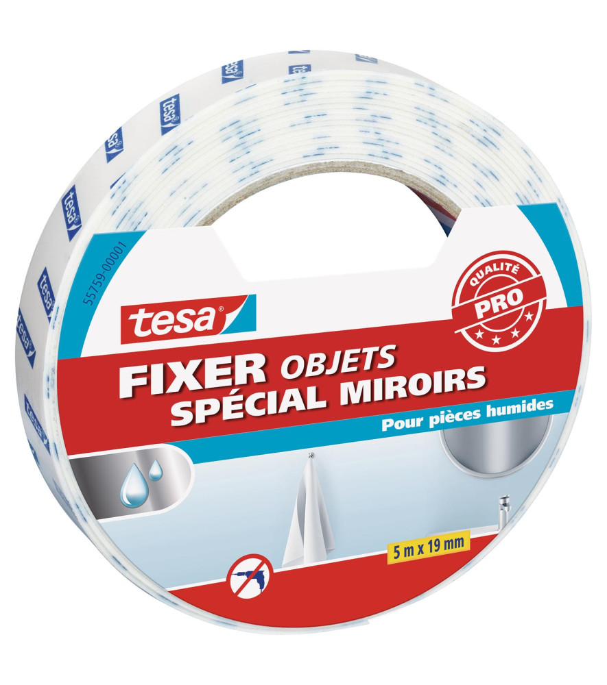 Adhésif double face Miroirs TESA 5mx19mm Adhésif double face Miroirs TESA 5mx19mm