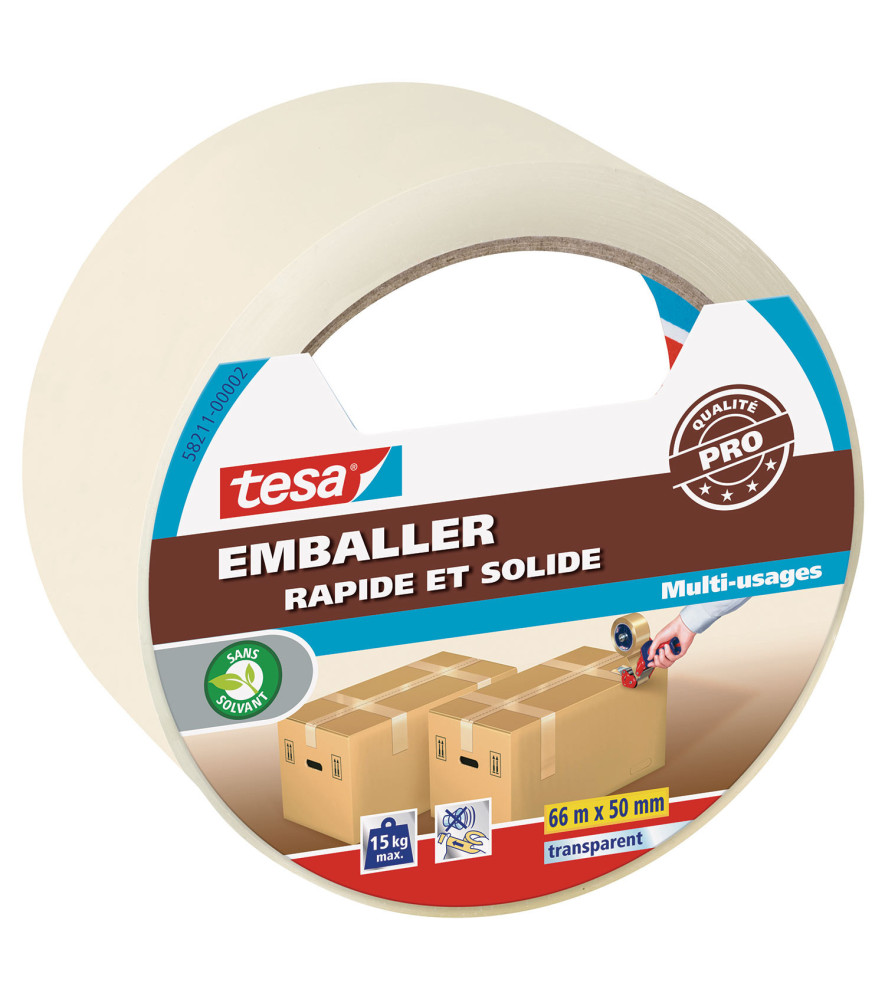 Adhésif d'emballage PP TESA transparent 66mx50mm Adhésif d'emballage PP TESA transparent 66mx50mm