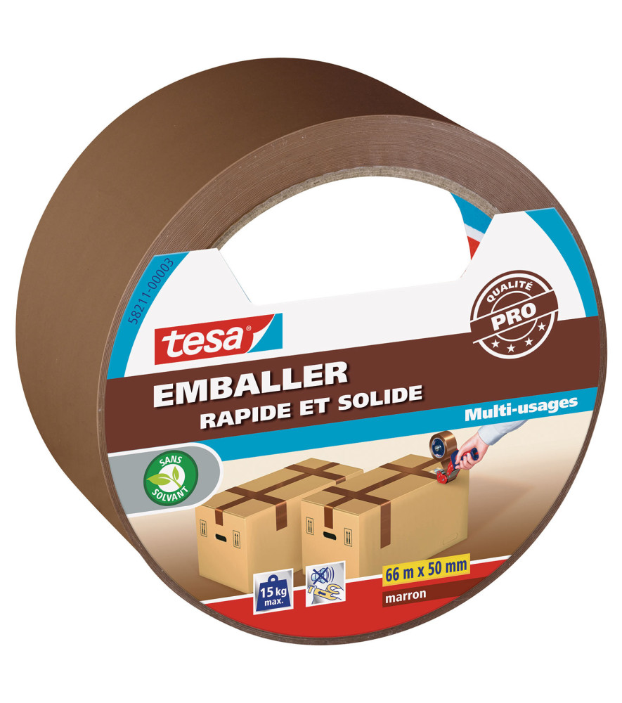 Adhésif d'emballage PP TESA marron 66mx50mm Adhésif d'emballage PP TESA marron 66mx50mm