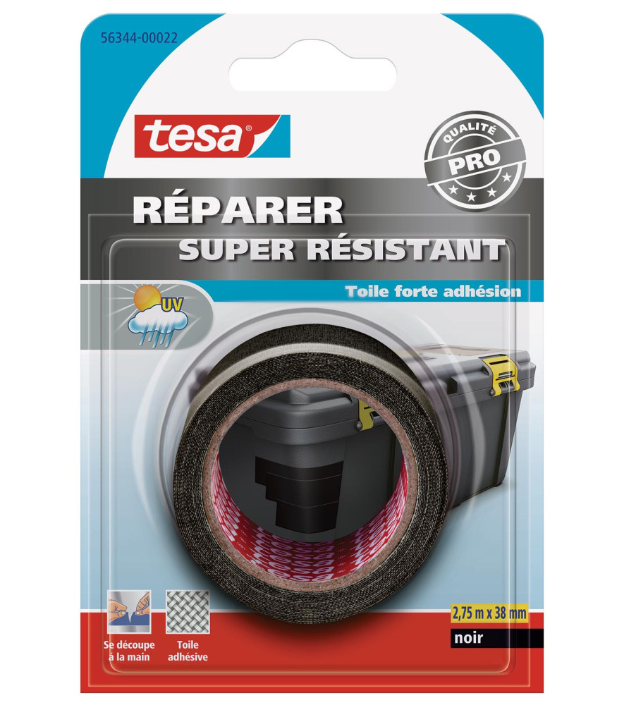 Adhésif de Réparation toilé Super Résistant TESA noir 2,75mx38mm Adhésif de Réparation toilé Super Résistant TESA noir 2,75mx38mm