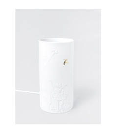 RÄDER Lampe Porcelaine Feuille Or H22cm