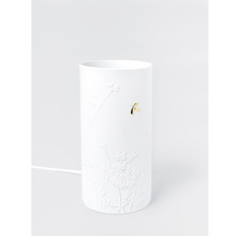 RÄDER Lampe Porcelaine Feuille Or H22cm