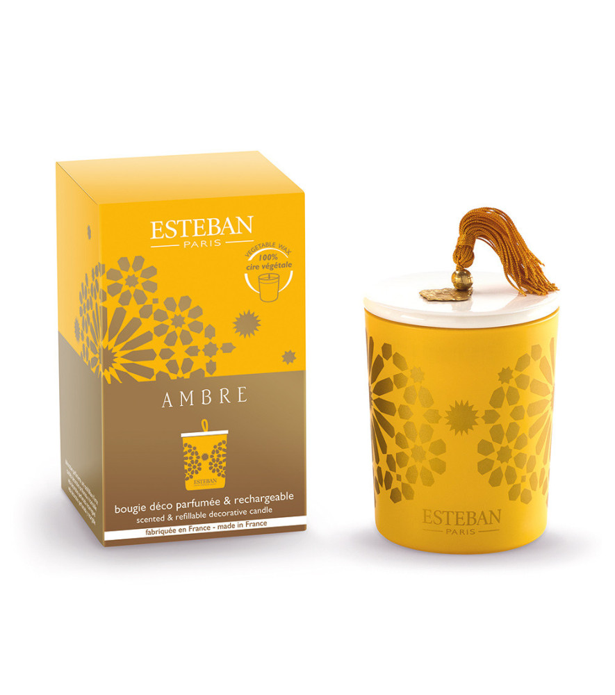 ESTEBAN Bougie parfumée décorative et rechargeable AMBRE 180g ESTEBAN Bougie parfumée décorative et rechargeable AMBRE 180g