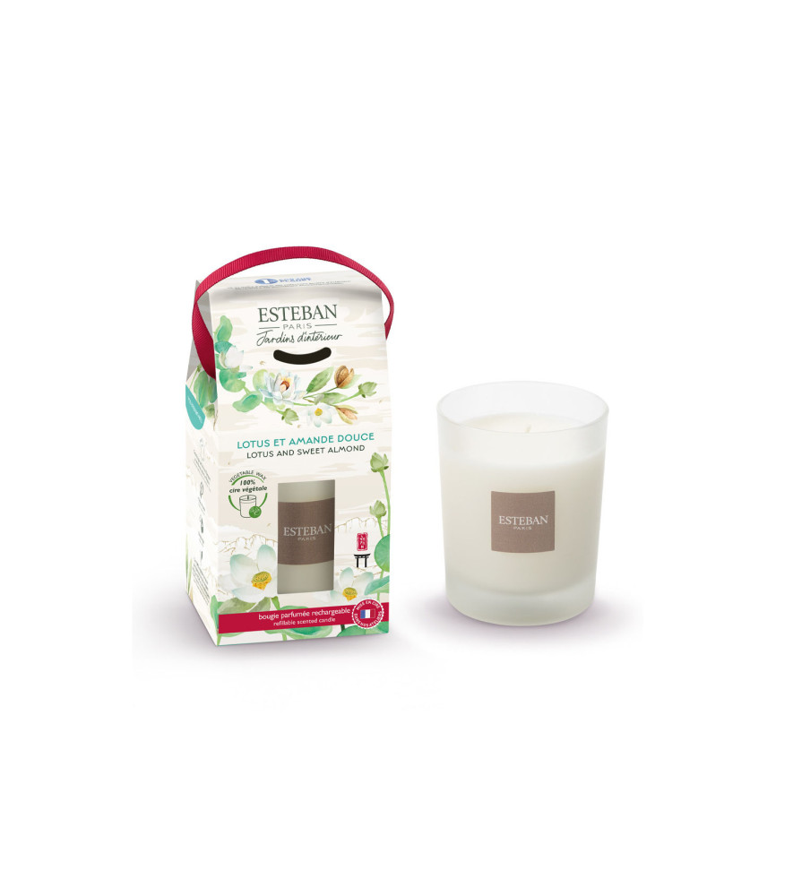 ESTEBAN Bougie parfumée rechargeable LOTUS et AMANDE DOUCE 180g ESTEBAN Bougie parfumée rechargeable LOTUS et AMANDE DOUCE 180g
