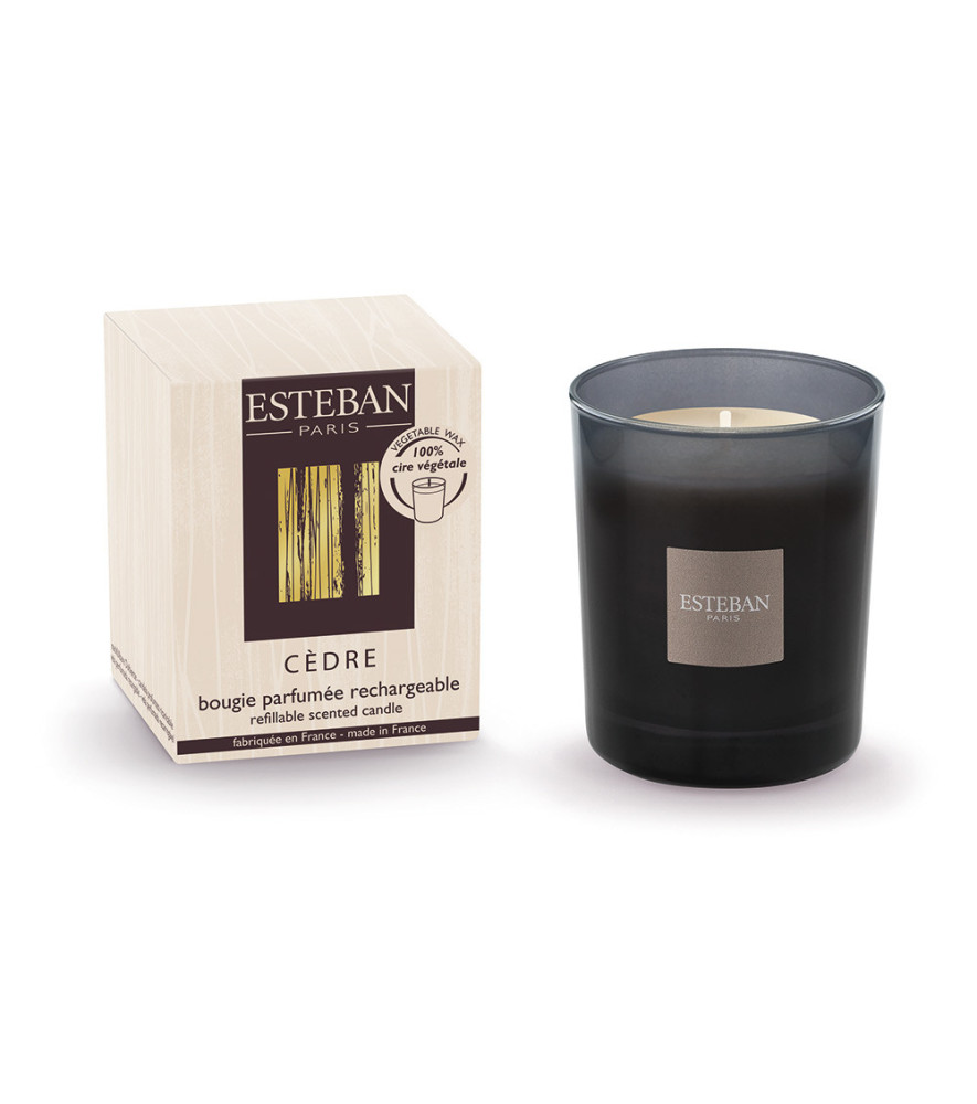 ESTEBAN Bougie parfumée initiale rechargeable CÈDRE 180g ESTEBAN Bougie parfumée initiale rechargeable CÈDRE 180g