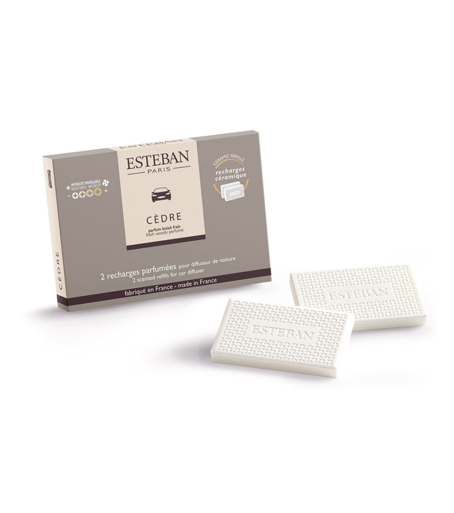 ESTEBAN Recharge pour diffuseur de voiture et pochette(x2) CÈDRE ESTEBAN Recharge pour diffuseur de voiture et pochette(x2) CÈDRE