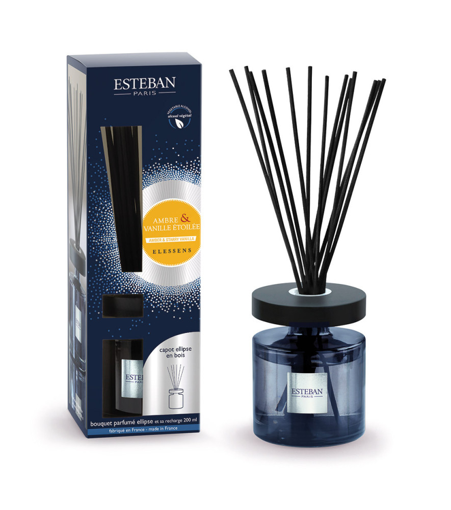 ESTEBAN Bouquet parfumé Ellipse rechargeable AMBRE et VANILLE ETOILEE 200ml ESTEBAN Bouquet parfumé Ellipse rechargeable AMBRE et VANILLE ETOILEE 200ml