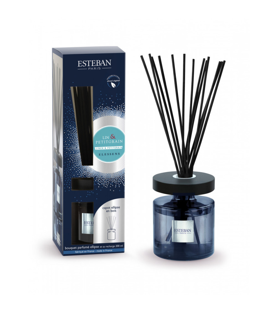 ESTEBAN Bouquet parfumé Ellipse rechargeable LIN et PETITGRAIN 200ml ESTEBAN Bouquet parfumé Ellipse rechargeable LIN et PETITGRAIN 200ml