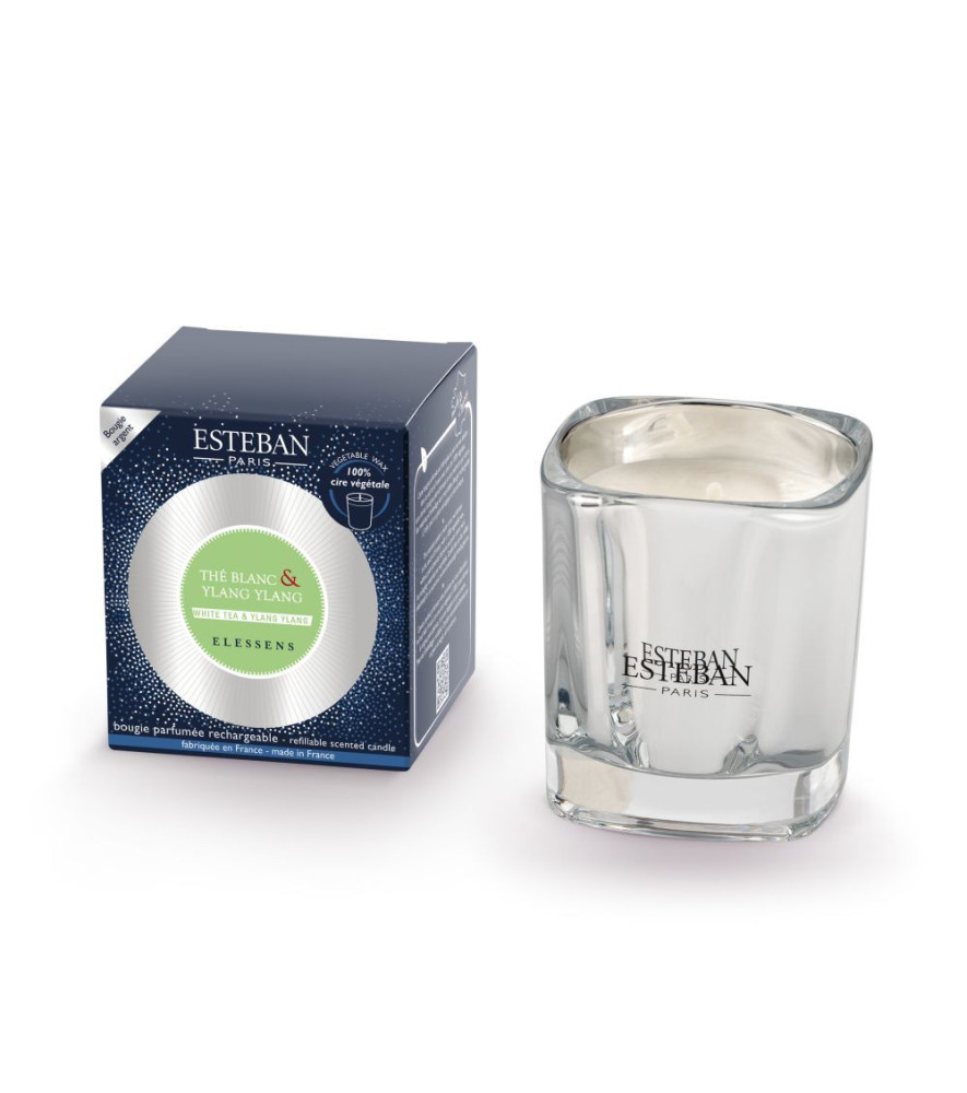 ESTEBAN Bougie parfumée rechargeable Elessens THÉ BLANC et YLANG YLANG 180g ESTEBAN Bougie parfumée rechargeable Elessens THÉ BLANC et YLANG YLANG 180g