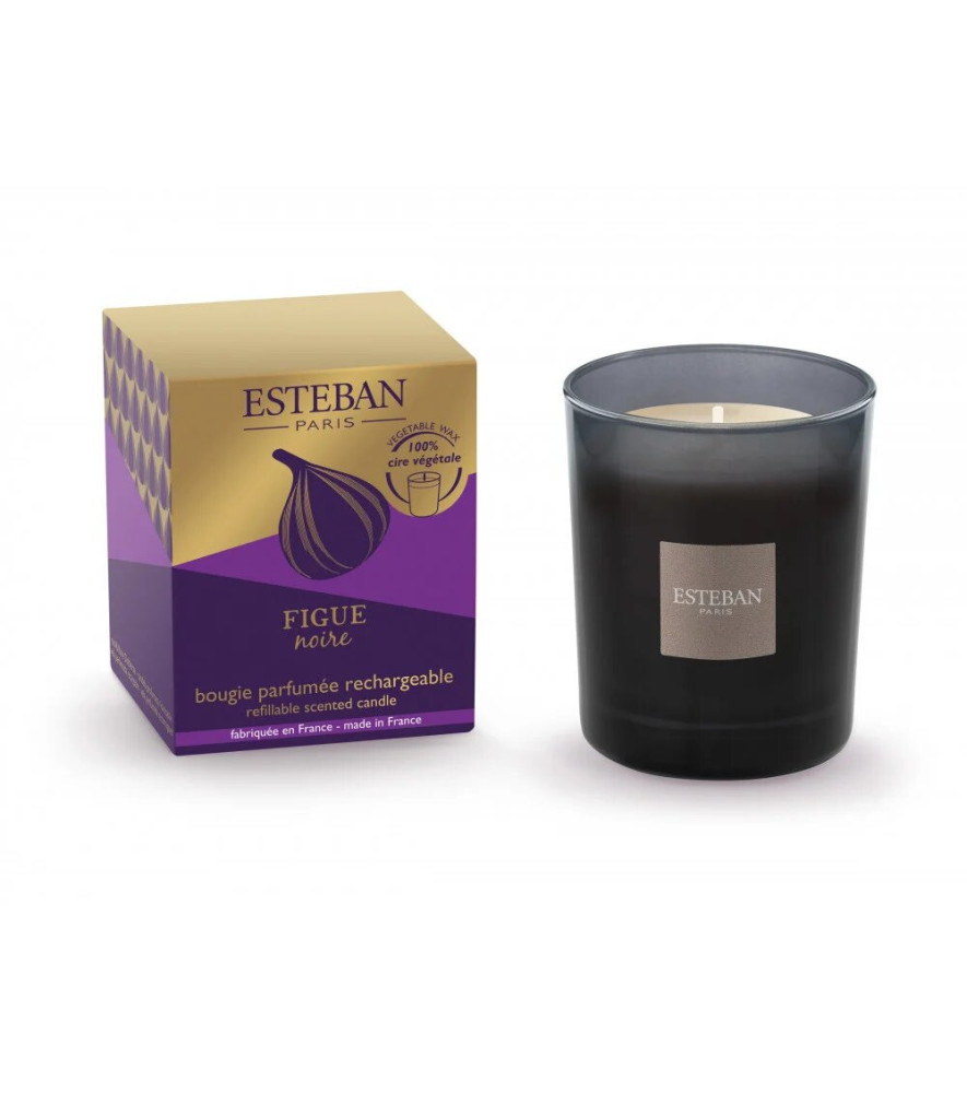 ESTEBAN Bougie parfumée initiale rechargeable FIGUE NOIRE 180g ESTEBAN Bougie parfumée initiale rechargeable FIGUE NOIRE 180g