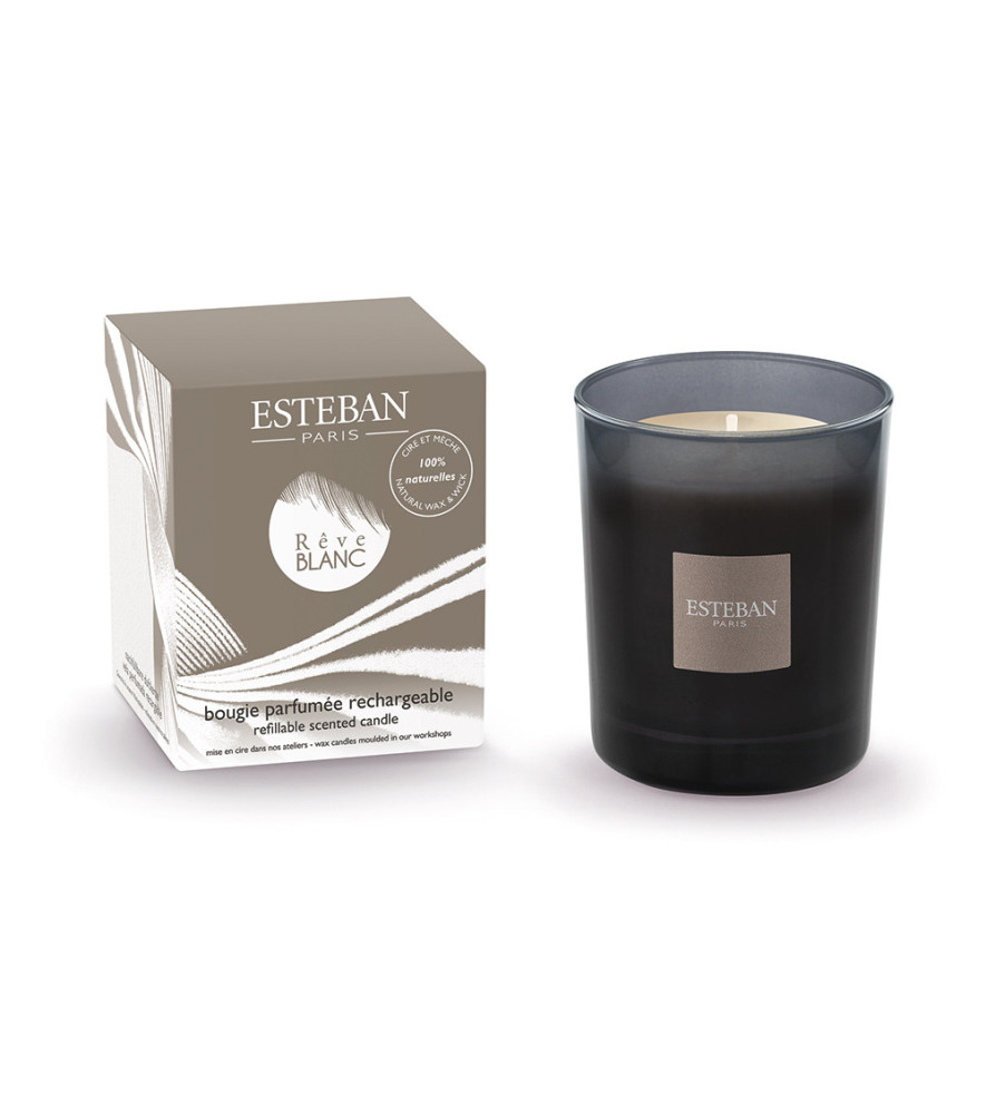 ESTEBAN Bougie parfumée initiale rechargeable RÊVE BLANC 180g ESTEBAN Bougie parfumée initiale rechargeable RÊVE BLANC 180g