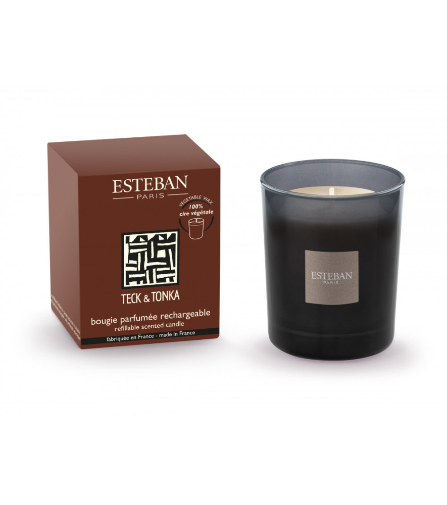 ESTEBAN Bougie parfumée initiale rechargeable TECK & TONKA 180g ESTEBAN Bougie parfumée initiale rechargeable TECK & TONKA 180g