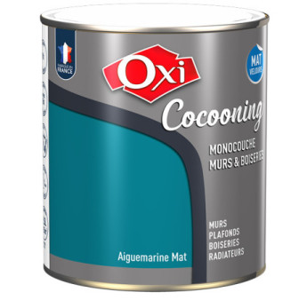 Peinture OXI murs et boiseries COCOONING mat velours aigue marine 2,5L