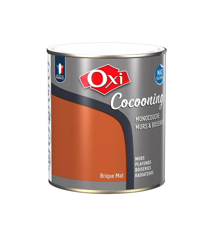 Peinture OXI murs et boiseries COCOONING mat velours brique 2,5L Peinture OXI murs et boiseries COCOONING mat velours brique 2,5L
